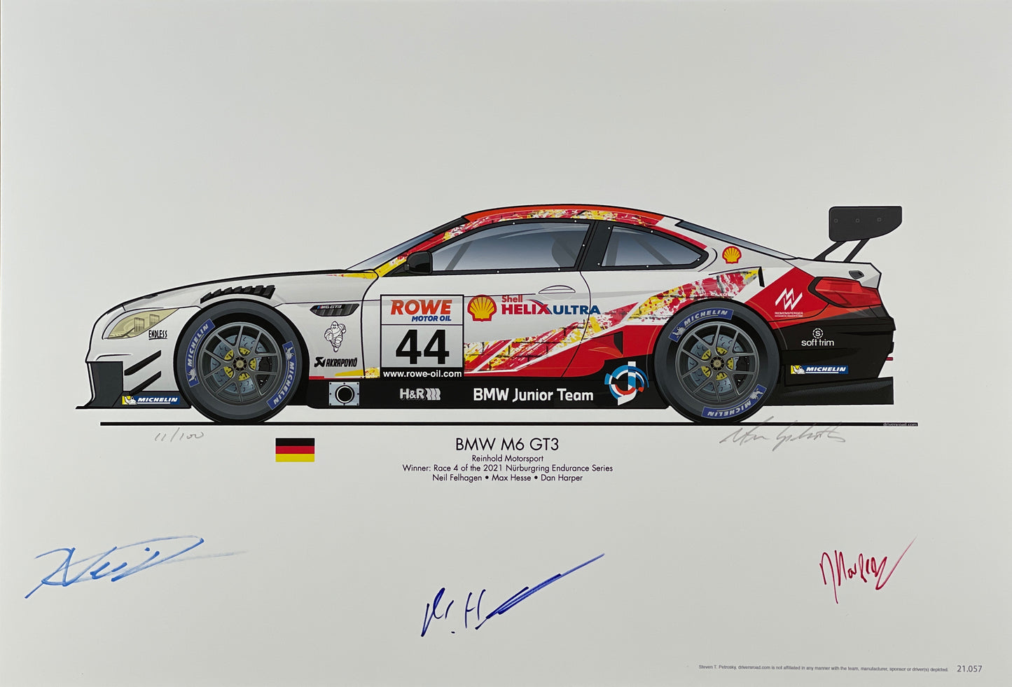 Autographed Print - BMW M6 GT3 Signed by 3 drivers - BMW CCA Foundation