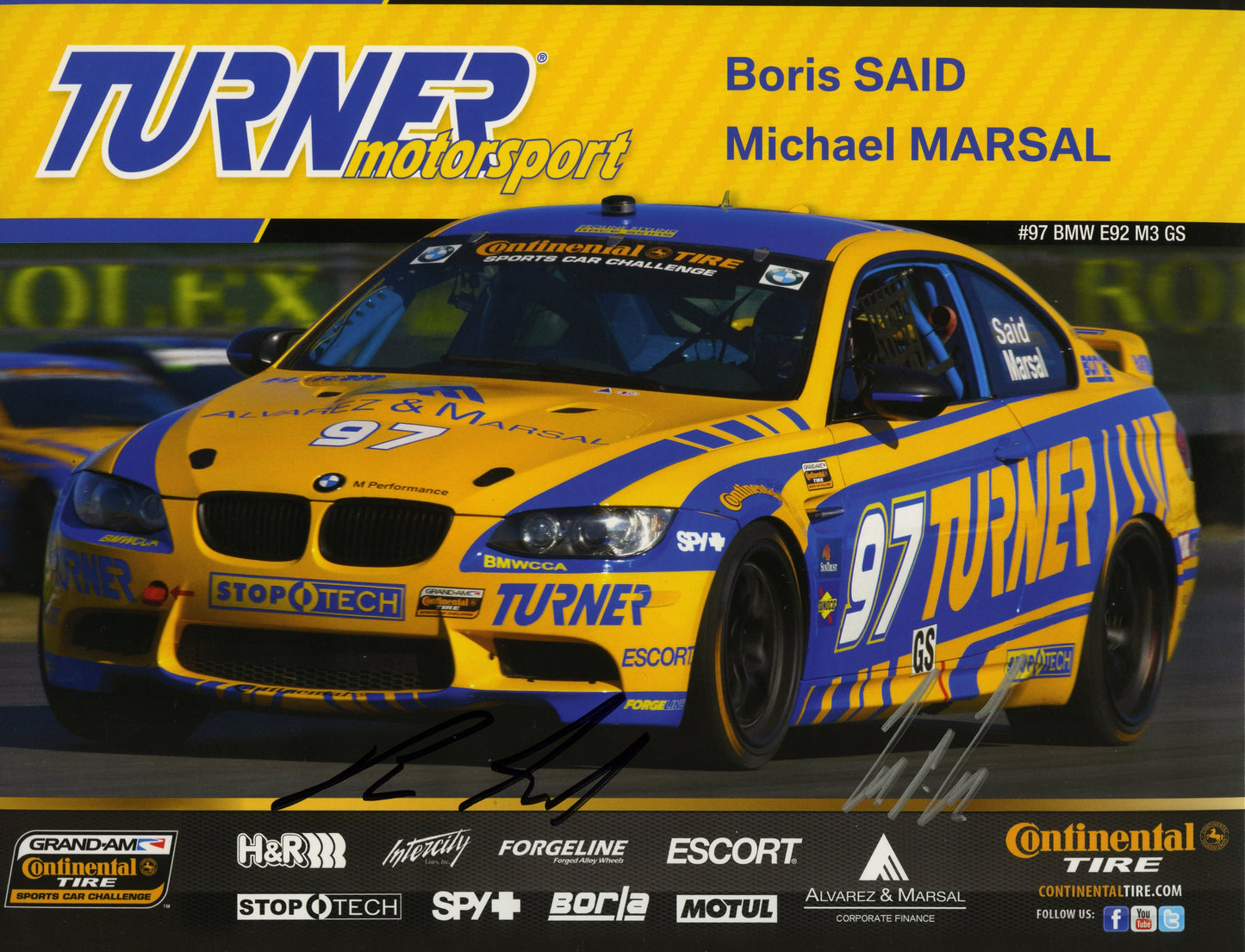 Autographed Signature Card - Turner Motorsport Team 2013 #97 - BMW CCA Foundation
