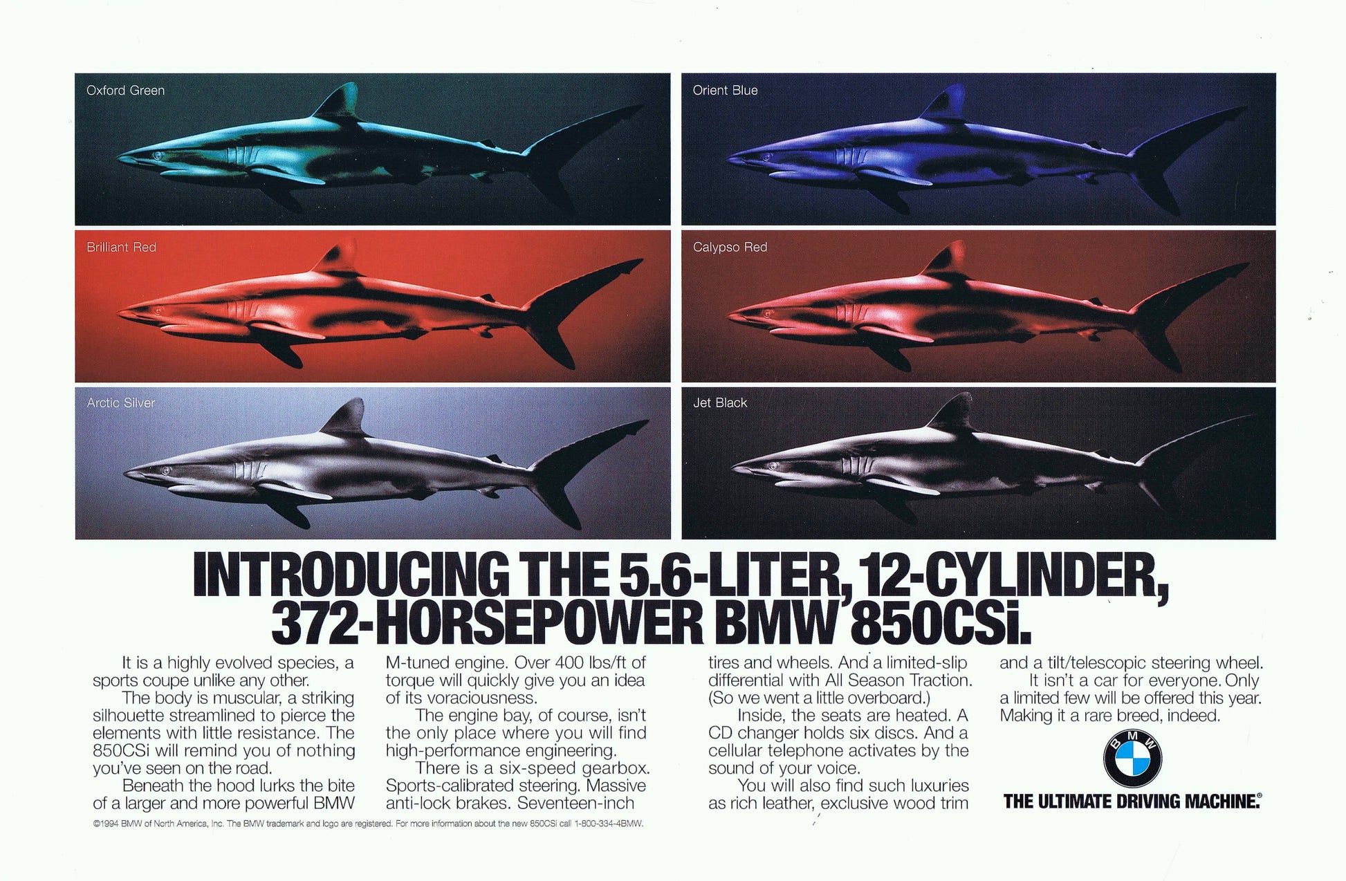 Introducing the BMW 850CSI, 1994 BMWNA Advertising Art - BMW CCA Foundation