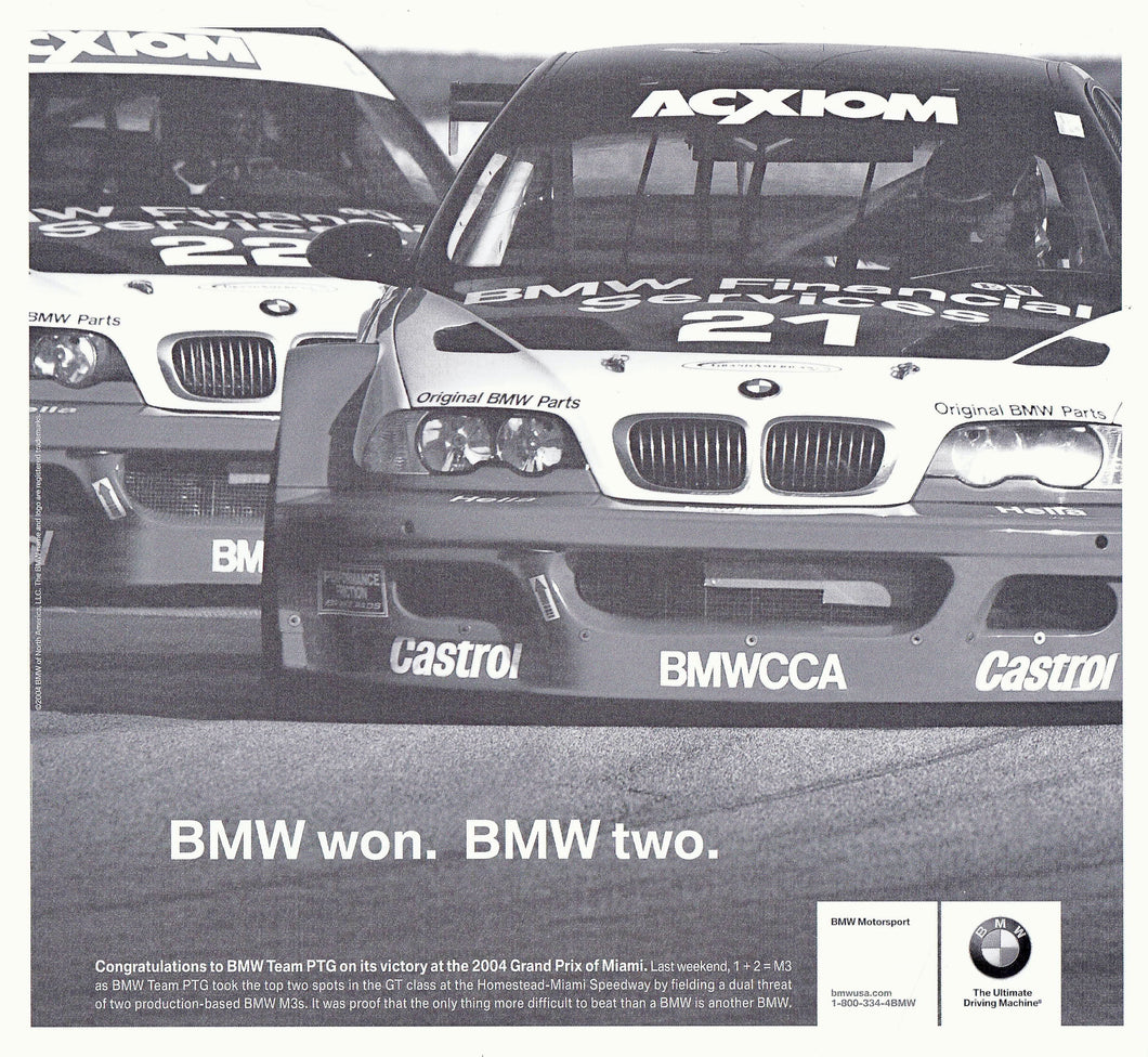BMW won. BMW two., 2004 BMWNA Ad Artwork Small