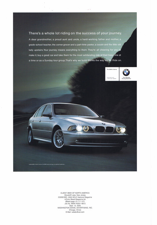 Whole lot riding on the success of your journey, 2000 BMWNA Advertising Art - BMW CCA Foundation