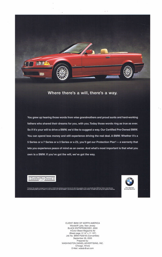 Where there's a will, 2000 BMWNA Advertising Art (Proof)