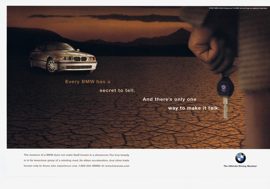 Every BMW has a secret to tell, 1997 BMWNA Advertising Art - BMW CCA Foundation
