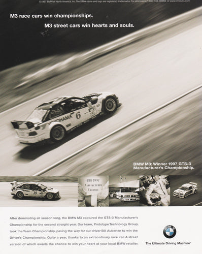 M3 race cars win championships. BMWNA Ad Artwork Small