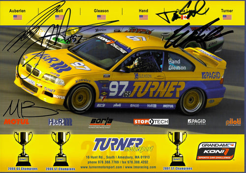 Autographed Signature Card - Turner Motorsport Team 2009 #97 4 signatures