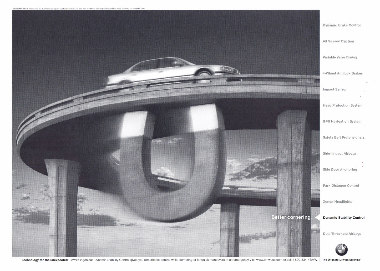 Better cornering. 1999 BMWNA Advertising Art - BMW CCA Foundation
