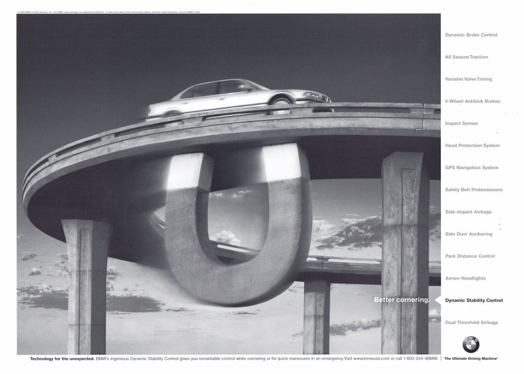 Better cornering. 1999 BMWNA Advertising Art - BMW CCA Foundation
