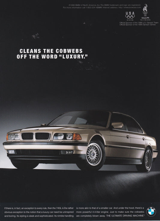 Cleans the cobwebs 740iL, 1996 BMWNA Ad Artwork Small - BMW CCA Foundation