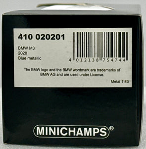 Minichamps 1:43 2020 Blue Metallic BMW M3 Competition