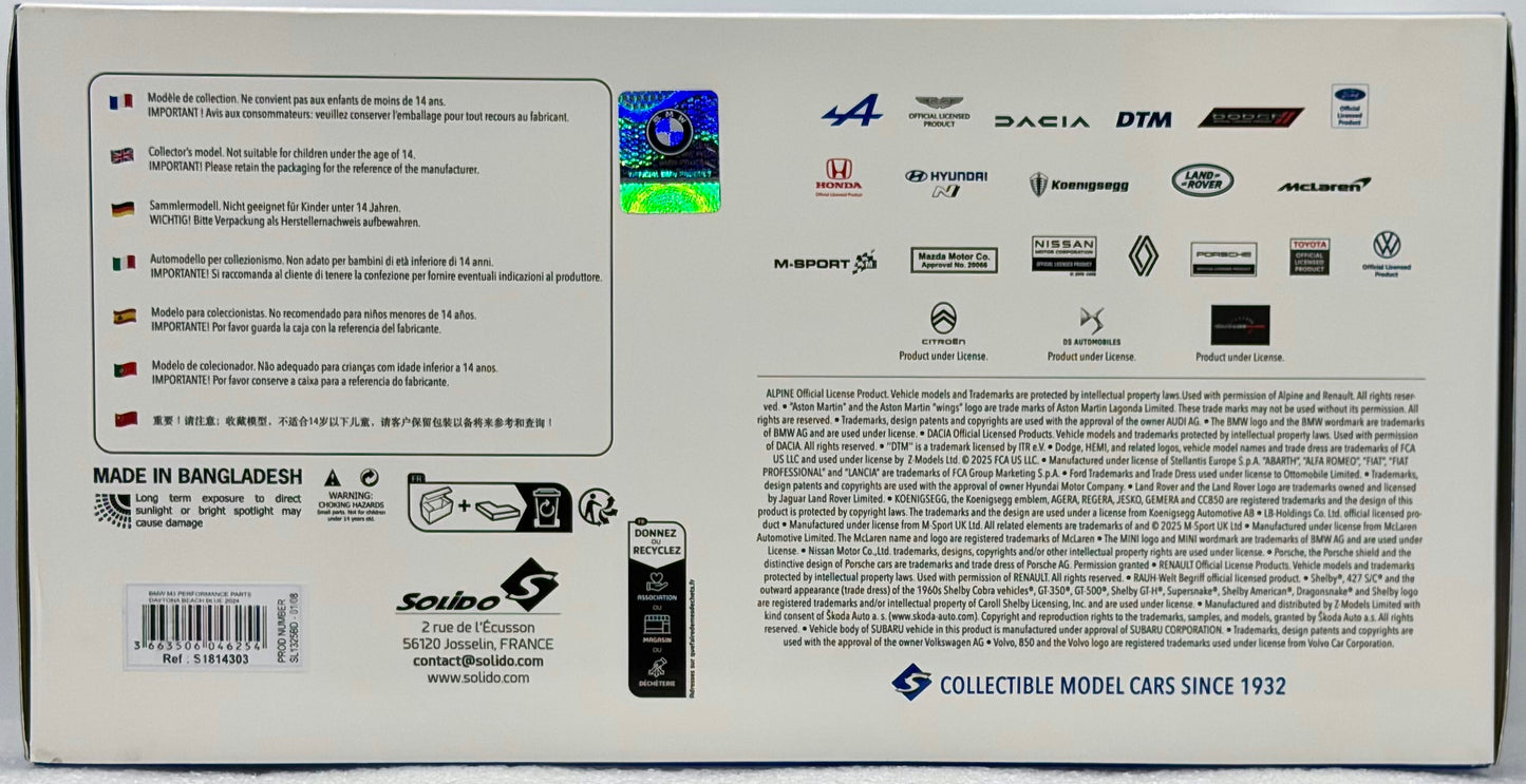 Solido 1:18 Blue BMW M3 (G80) Performance – 2024