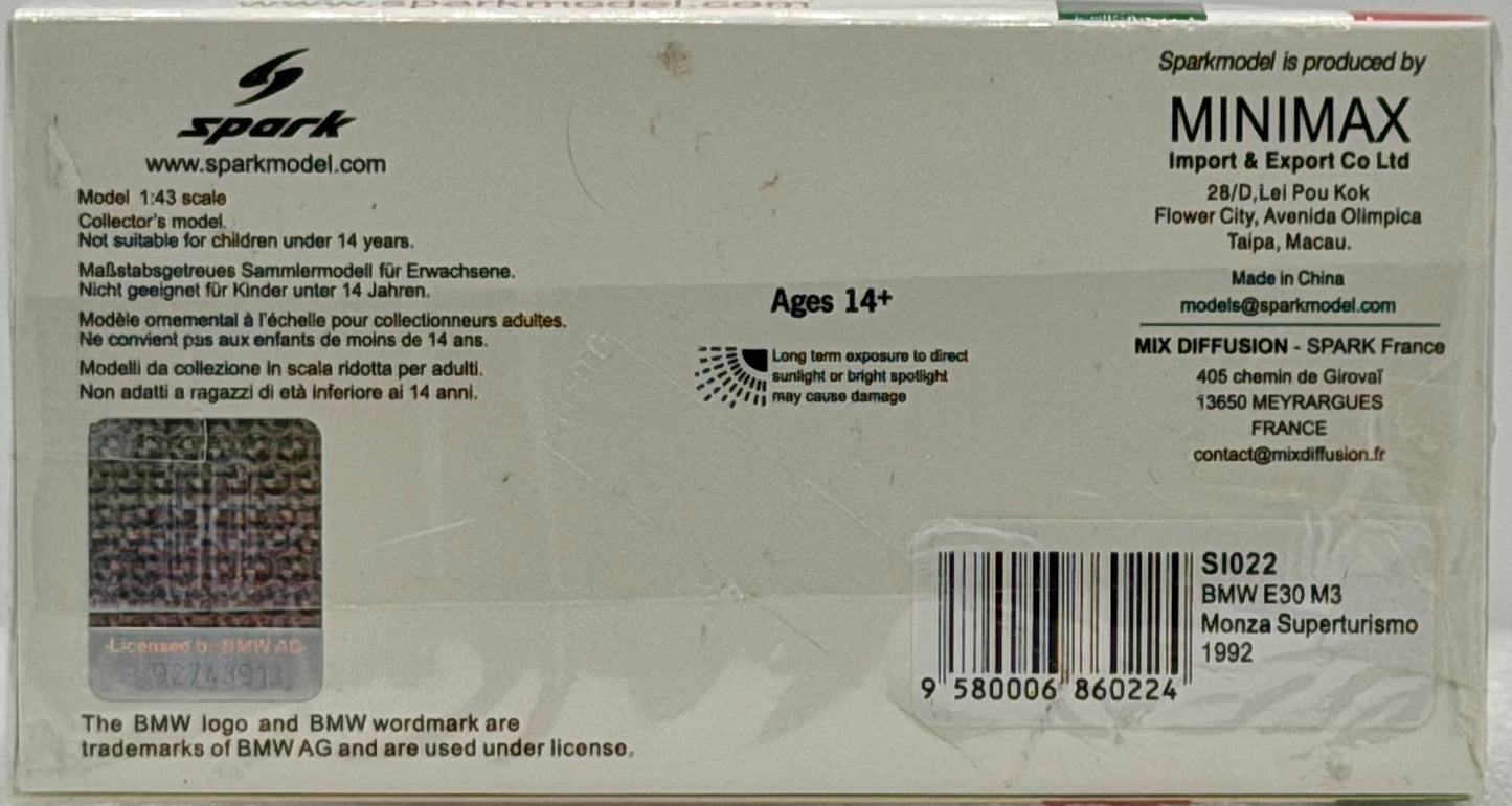 Spark 1/43 – BMW E30 M3 - Monza Superturismo 1992