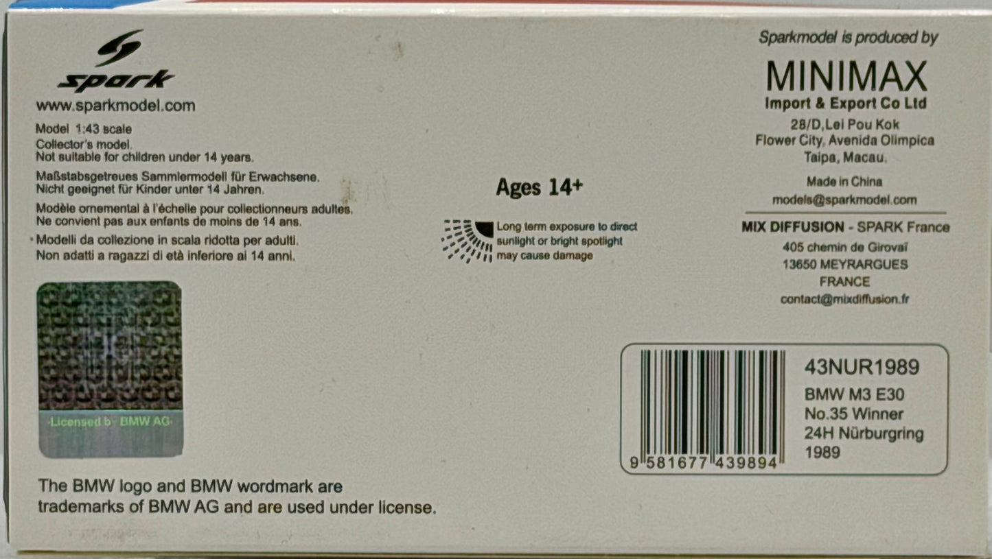 Box of a model car kit by Spark with branding and product details.