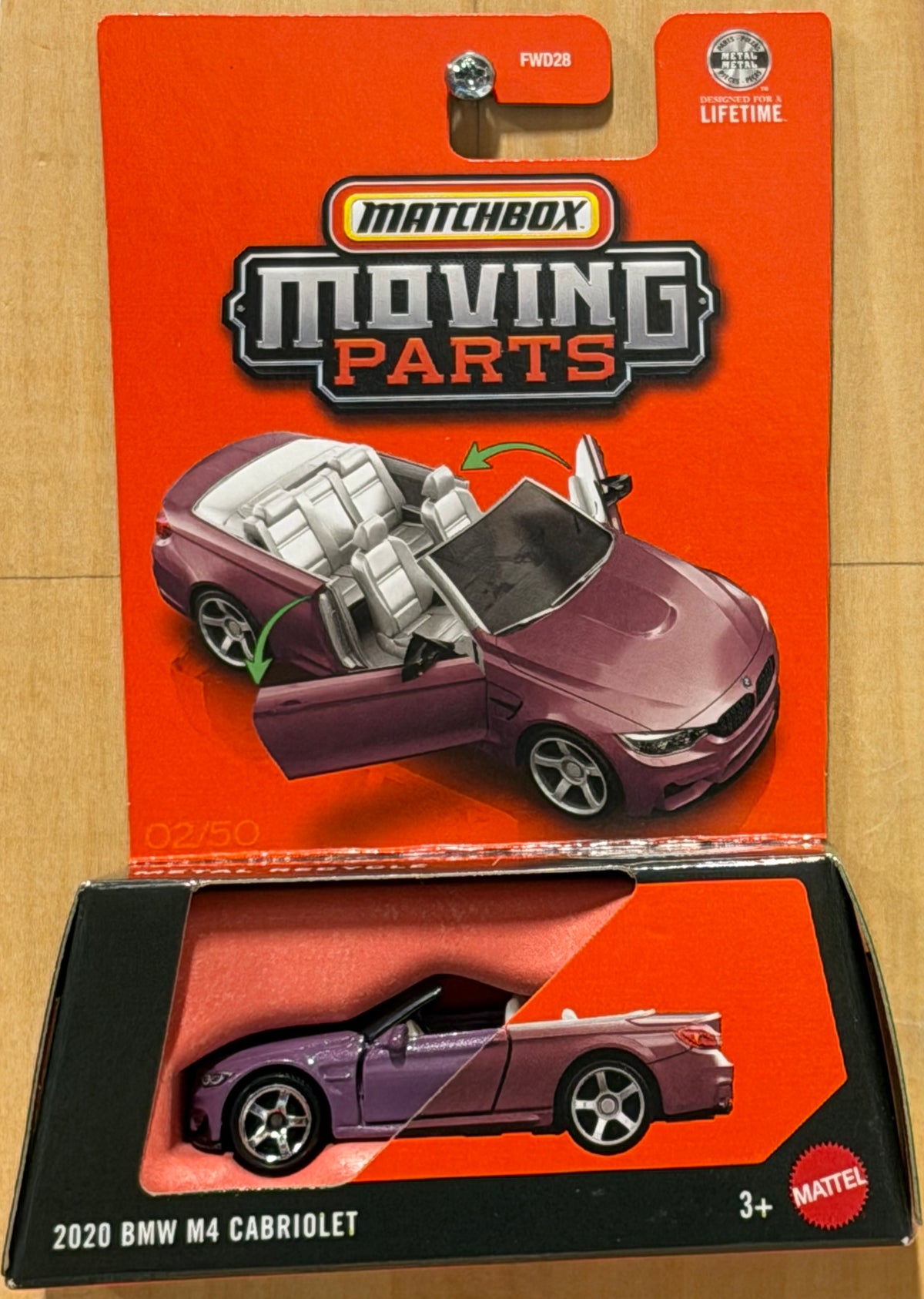 Matchbox Purple BMW 2020 M4 Cabriolet Moving Parts