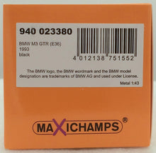 Load image into Gallery viewer, Maxichamps 1:43 Black 1993 BMW M3 GTR (E36) - BMW CCA Foundation
