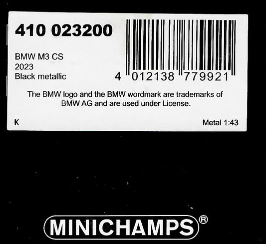 Minichamps 1:43 2023 Black BMW M3 CS