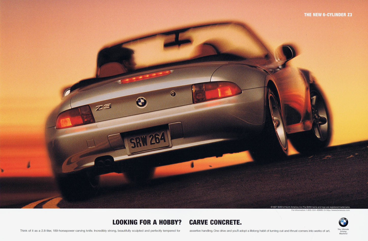 Looking for a hobby? Carve concrete. 1997 BMWNA Advertising Art - BMW CCA Foundation