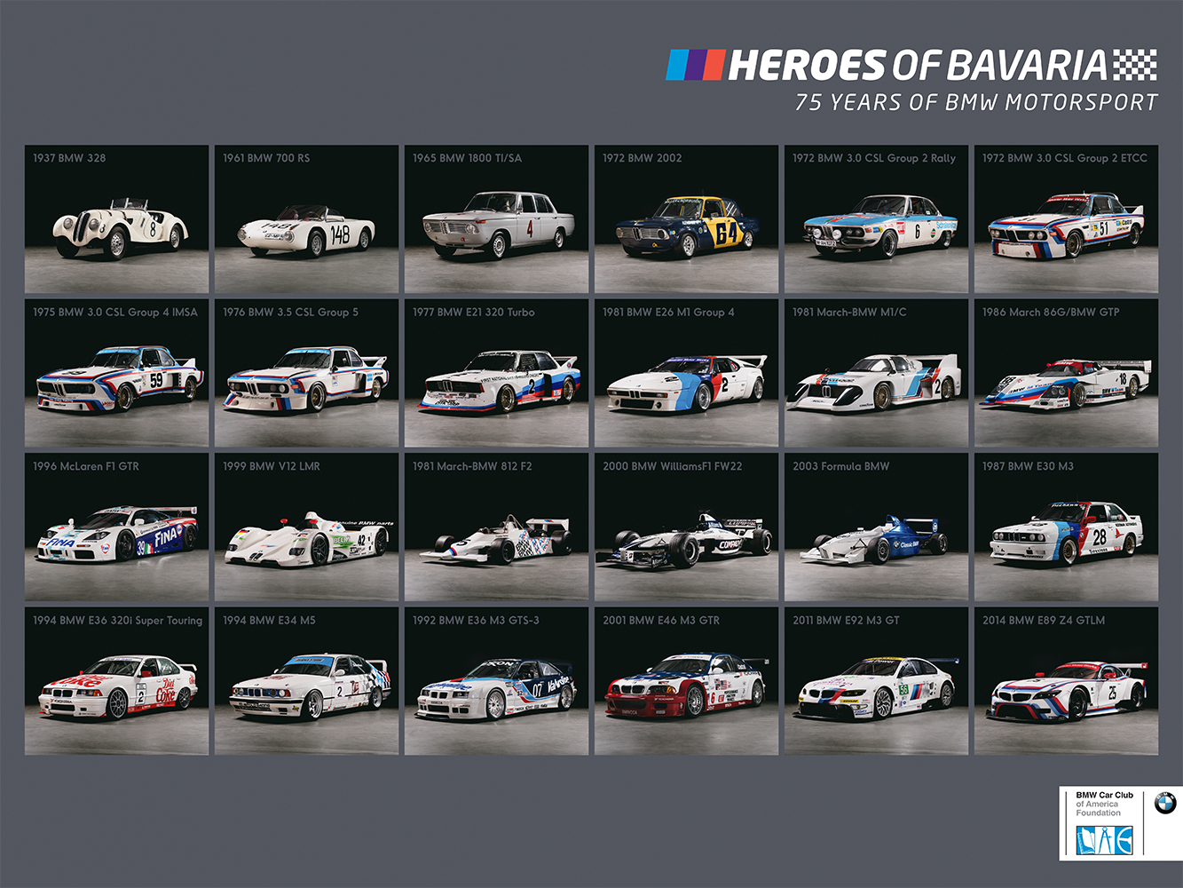 Poster - Heroes of Bavaria - Classic BMW Motorsport - BMW CCA Foundation