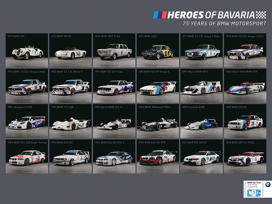 Poster - Heroes of Bavaria - Classic BMW Motorsport - BMW CCA Foundation
