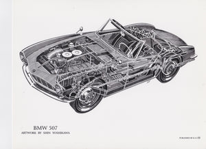 BMW 507 cutaway drawing by Shin Yoshikawa