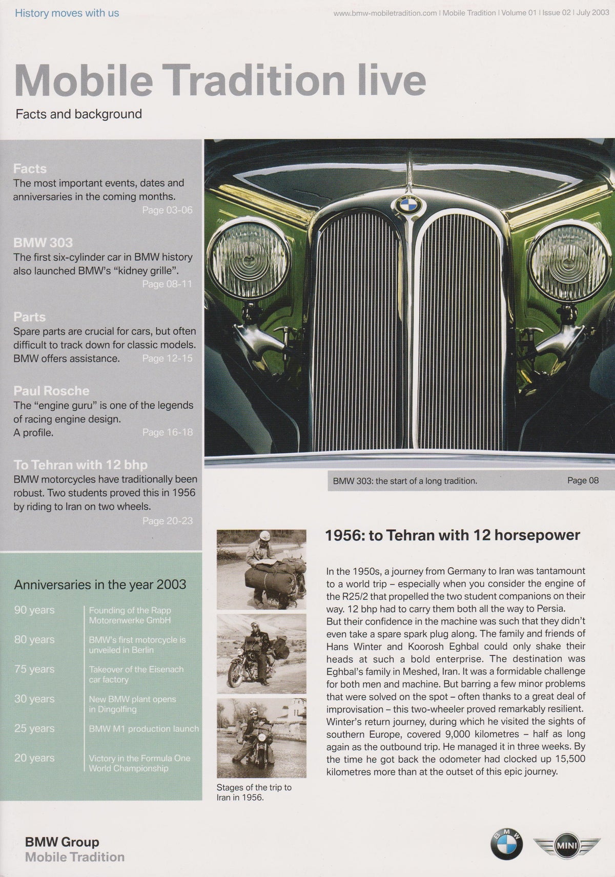 Magazine - Mobile Tradition Live / July  / 2003 - BMW CCA Foundation