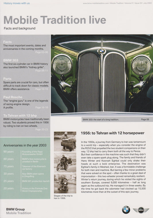 Magazine - Mobile Tradition Live / July  / 2003 - BMW CCA Foundation