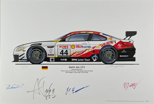 Autographed Print - BMW M6  GT3 Signed by 4 drivers - BMW CCA Foundation