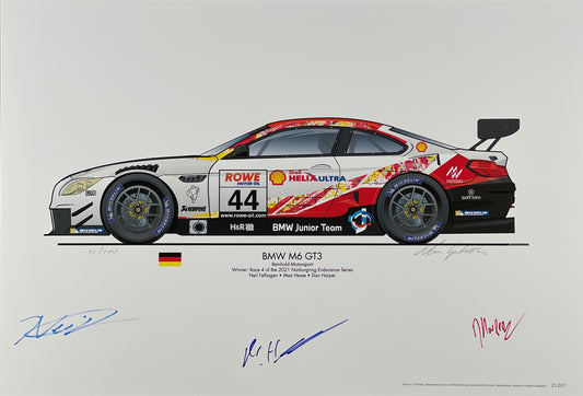 Autographed Print - BMW M6  GT3 Signed by 3 drivers - BMW CCA Foundation