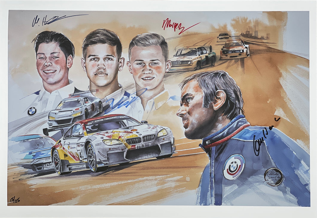 Autographed Print - BMW Junior Racing Team & Jochen Neerspach