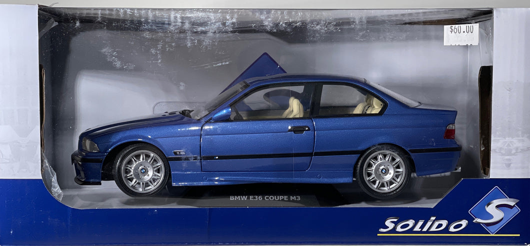 Solido 1:18 Blue Estoril BMW E36 Coupe M3