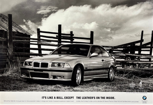 IT'S LIKE A BULL EXCEPT, THE LEATHER IS ON THE INSIDE. 1996 BMWNA Adv. Art