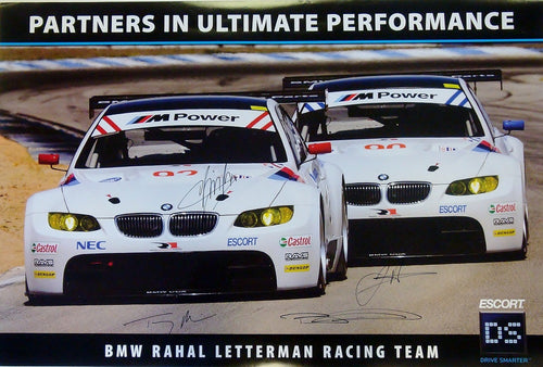Autographed Poster - Partners in Ultimate Performance BMW Rahal Letterman Racing Team - 2009 E92 M3 GT Poster - Signed by Dirk Müller, Joey Hand, Tommy Milner and Bill Auberlen