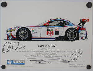 Autographed Print - BMW Z4 GTLM - 1975-2015 40th Anniversary inagural BMW Twelve Hours of Sebring Win