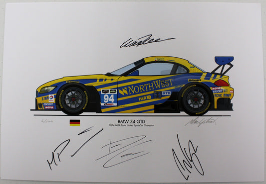 Autographed Print - BMW Z4 GTD 2014 IMSA Tudor United SportsCar Champion - Autographed - BMW CCA Foundation