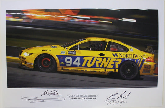 Autographed Poster - Rolex-GT Race Winner Turner Motorsport M6 - E63 M6 #94 signed by Will Turner, Boris Said, Bill Auberlen and Paul Dalla Lana - BMW CCA Foundation