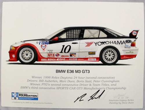 Autographed Print - BMW E36 M3 GT3