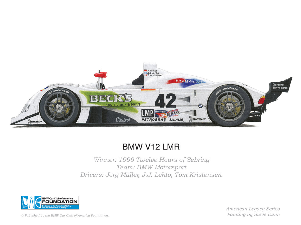 Print - BMW V12 LMR - 1999 Twelve Hours of Sebring Winning Car - BMW CCA Foundation