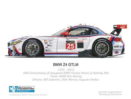 Print - BMW Z4 GTLM - 1975-2015 40th Anniversary Inagural BMW Twelve Hours of Sebring Win - BMW CCA Foundation